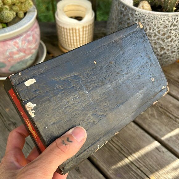 Hand Carved & Painted Celestial Wood Trinket Box Sun Moon Indonesia Vtg 90s - Picture 7 of 16